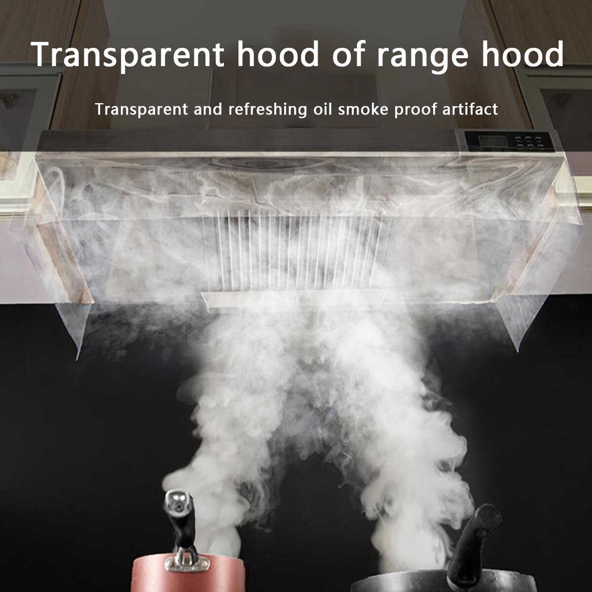 2M Transparent Range Hood Baffle Smoke Cover Cooktop High Temperature Resistant Self-adhesive Oil Shield