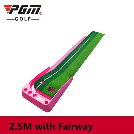 Pgm Mini Golf Clubs Putter balle retour 2.5M/3M intérieur Golf mettre vert formateur Portable Golf pratique mettre tapis: Pink 2.5M  fairway