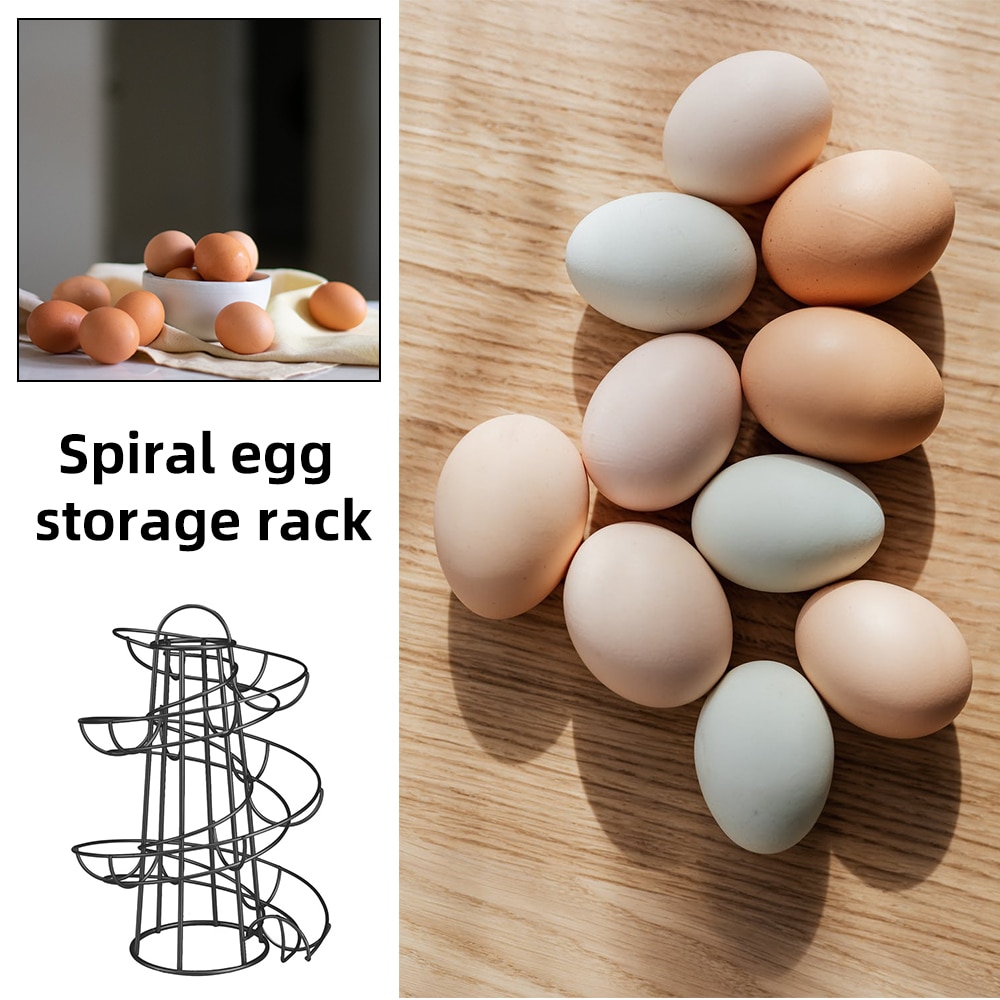 Spiralægholder rustfrit, robust, fast køkkenægopbevaringshjælp sikkert ægstativ med langvarig konservering