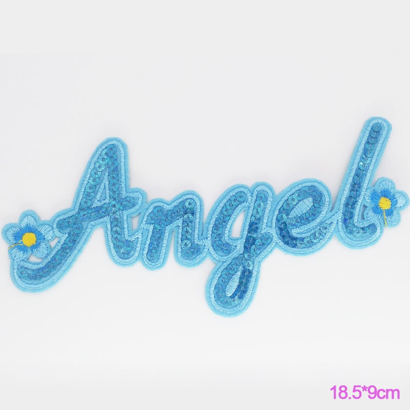 Paillette Ijzer op Patch Woorden Letters Pretty Liefde Geborduurde Kleding Patch Voor Kleding Meisjes Vrouwen