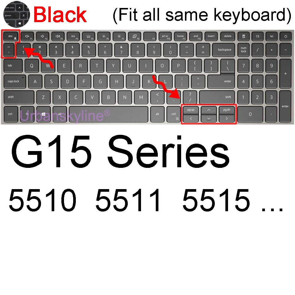 G3 Keyboard Cover for Dell G7 G15 Gaming G5 SE Pro 15 17 5587 7500 7588 7590 7700 7790 Laptop Protector Skin Case Silicone 15.6: Black G15