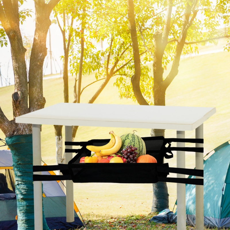 Black Mesh Camping Tafel Stuff Organizer Voor Tijdschrift Boek Mobiel Vinden Zware Picknicktafel Opknoping Pocket