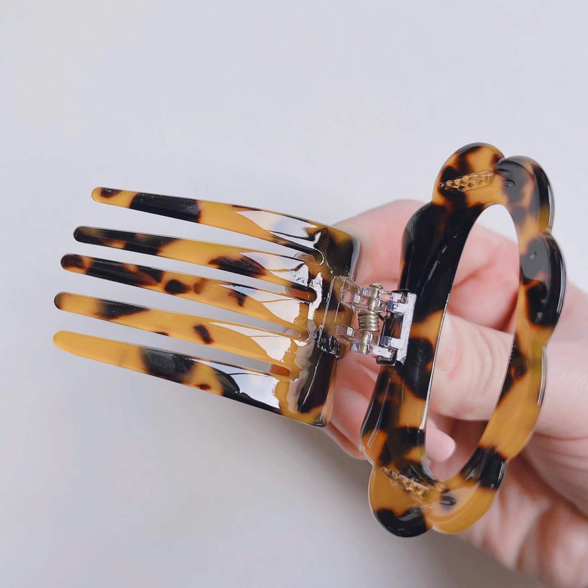 Peine de inserción de Color ámbar para mujer, pinzas para el pelo, horquillas acrílicas geométricas, herramientas de peinado marrón y Beige, accesorios para el cabello