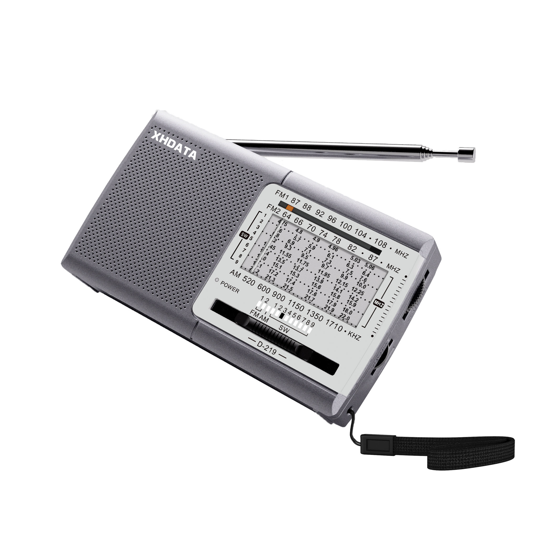 XHDATA D-219 Radio FM Przenośny odbiornik radiowy AM SW 9K 10K pasma Wysoka czułość Krótkofalowe radio kieszonkowe Głośnik Słuchawki Jack