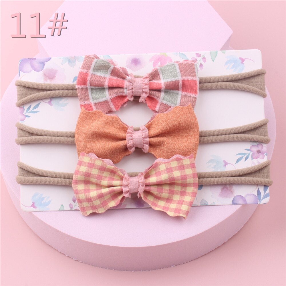 3 unids/set nuevos niños bebé niña arco elástico banda pelo bebé de un año de edad venda del bebé diadema para foto: 11
