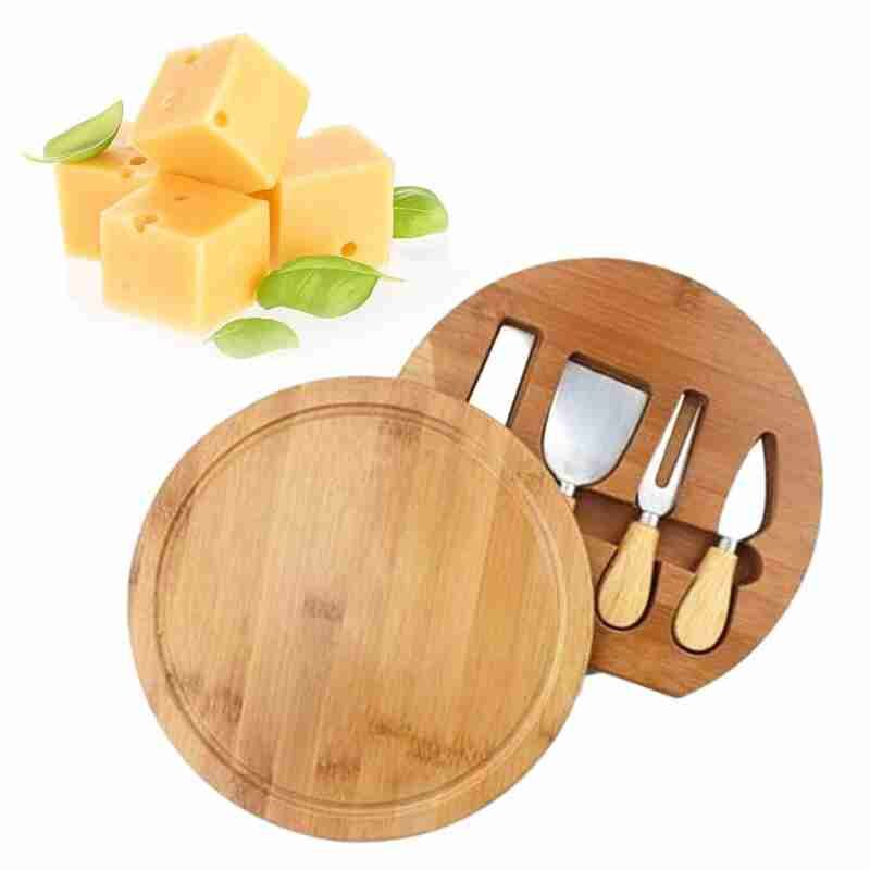 Juego de cuchillos para queso, manija de caja de madera, cocina, juegos de repostería, acero inoxidable, cuatro piezas