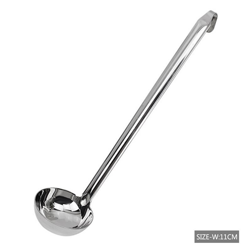 QueenTime-cucharón para sopa de acero inoxidable con mango largo, cuchara agitadora, utensilios de cocina para cocinar, cucharas duraderas para salsa y comida: 11cm