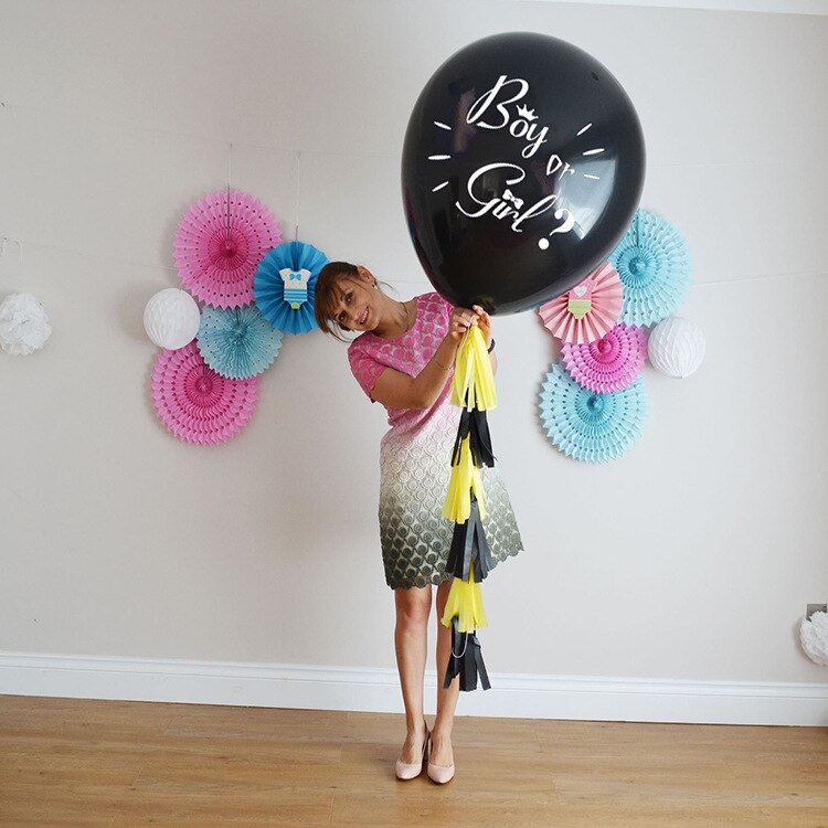 Stor 36 tommer sort køn afslører ballon dreng eller pige fødselsdagsfest latex balloner fødselsdagsfest børnefest indretning konfetti ballo