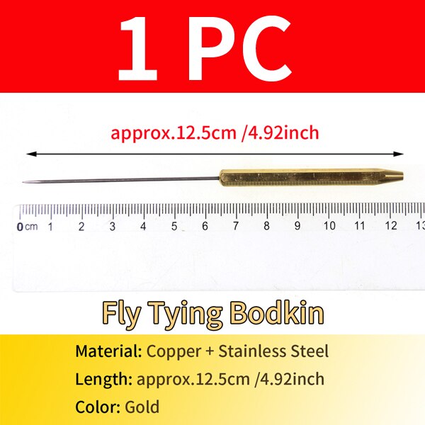 Wifreo fly tying tool bobbin threader with half hitch brass handle thread threading brass bodkin fly Fishing Tools: 1pc Bodkin