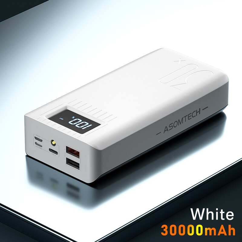 30000mAh batterie externe LED affichage numérique double USB charge rapide batterie externe pour Samsung iPhone 11 Pro batterie externe: White 30000mah