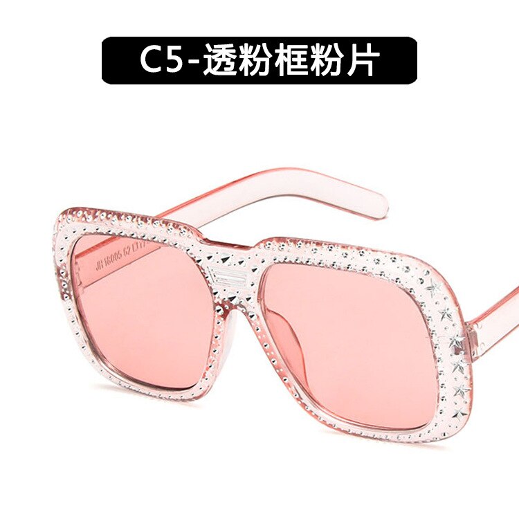 Trendy grote imitatie zonnebril met diamanten montuur, europese en amerikaanse persoonlijkheid, imitatie diamanten ster: Frame poeder plak