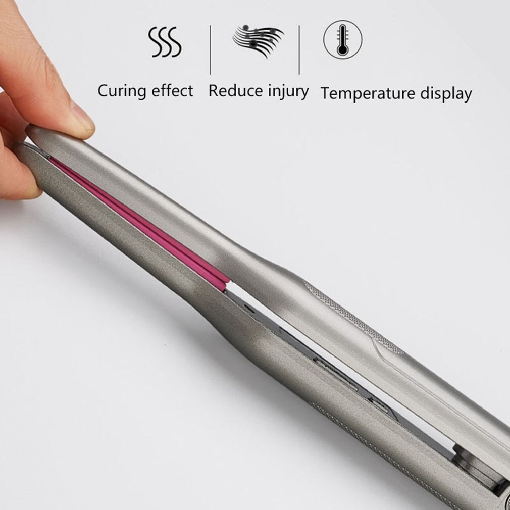 2 in 1 plattång locktång hår curler platt strykjärn för kort hår ledt plattång
