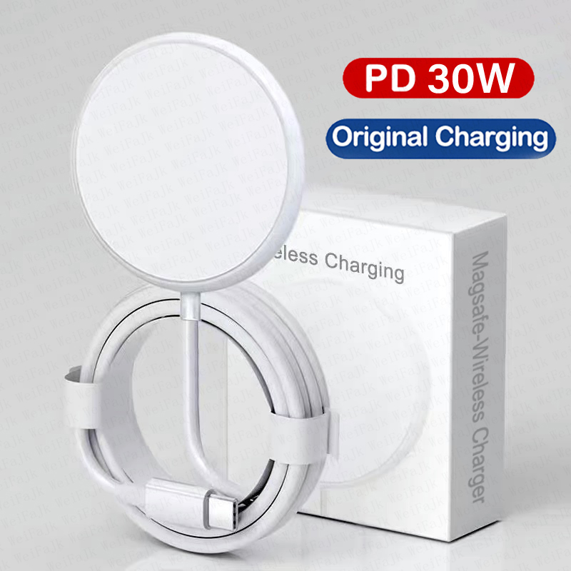 Apple Magsafe Original drahtloses Ladegerät für iPhone 16 15 14 13 12 11 Pro Max X XS XR 8 Plus Schnell ladung Typ C Charge Lightning Kabel: Default Title