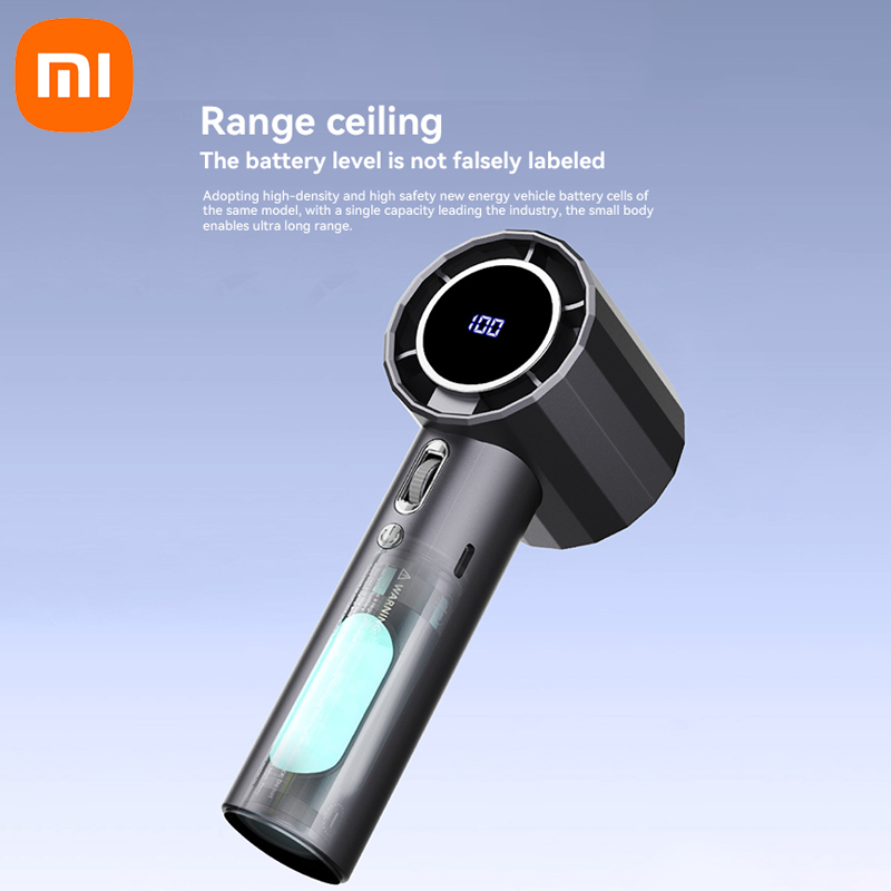 Xiaomi draagbare handventilator 100% windsnelheid, verstelbaar USB-opladen, mini draagbare turbo, duurzame hogesnelheidsventilator voor buiten