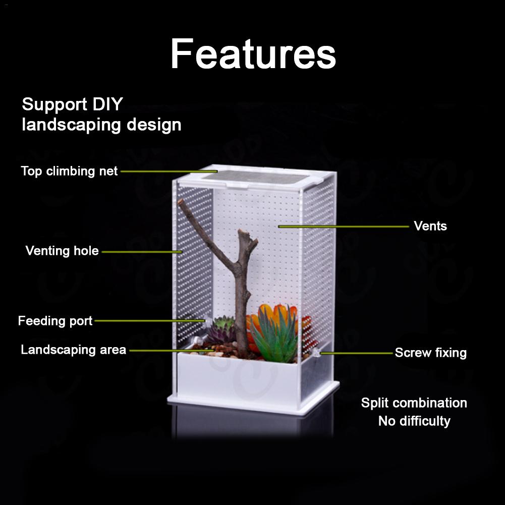 Transparent Acrylic Reptile Feeding Box Insect Box Mantis Breeding Box Insect Reptile Cage Terrarium Feeding Box