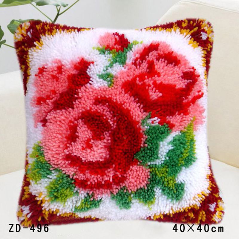 Flowers Grass Coarse Wool Latch Hook Kits DIY Cross Stitch Carpet Embroidery Plant Series Segment Embroidery DIY Rug Hooking Set