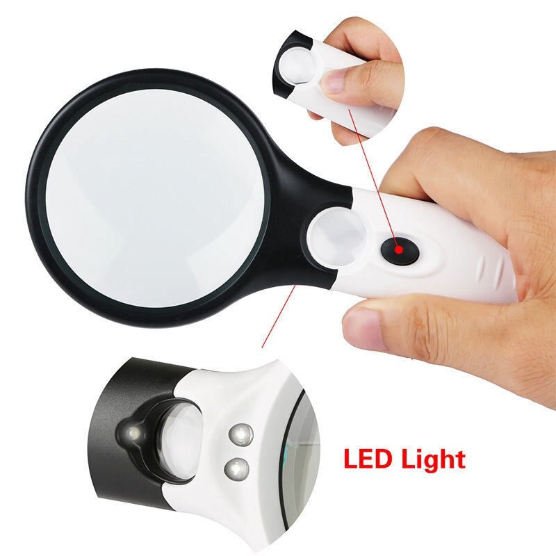 3 LED Light 45X Handheld Magnifier Reading Magnifying Glass Lens Jewelry Loupe