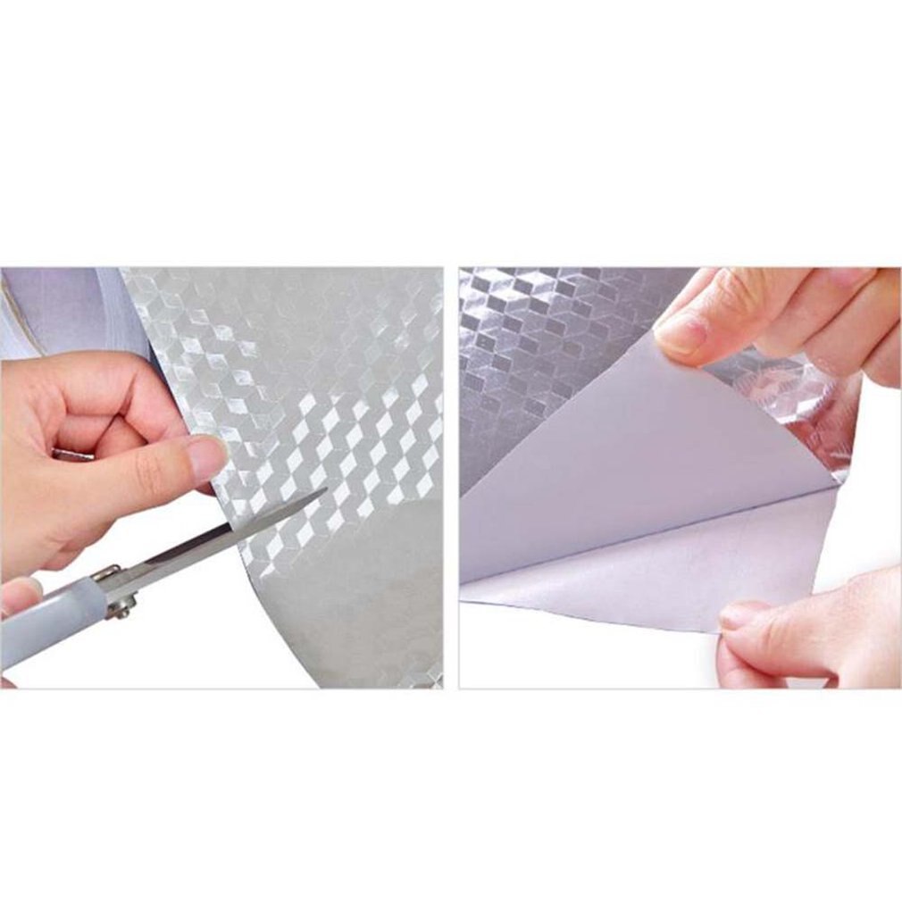 Aluminum Foil Wall Papers Kitchen Oil Stickers Waterproof Moisture Self-Adhesive Kitchen Cabinet Pad Paper Wallpaper