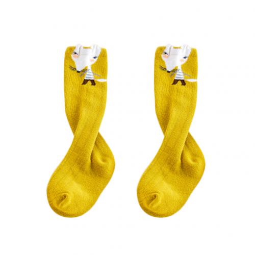 1 Pair Infant Baby Girl Boy Cute Cartoon Animal Print Knee Length Long Socks Autumn and winter baby warm socks: S  Golden Yellow