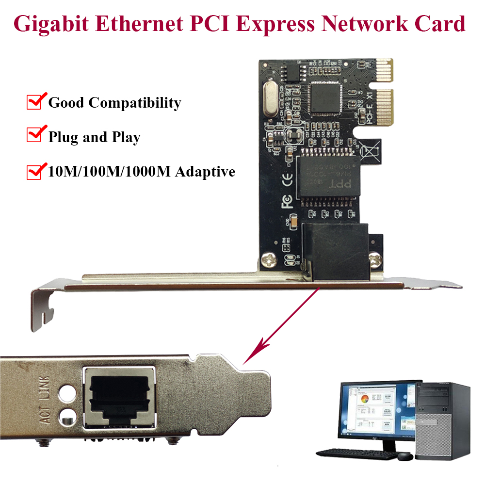 Bolwins M29C PCIe Gigabit Network Card – 10/100/1000 Mbps Ethernet LAN Adapter, 1 Port RJ45