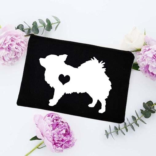 Fun Liefde Hond Afdrukken Cosmetische Zakken Make Pouch Canvas Herbruikbare Purse Beauty Bag Organizer Toilettas Tassen Eco Wassen Pouch: W03381-TBBK-D