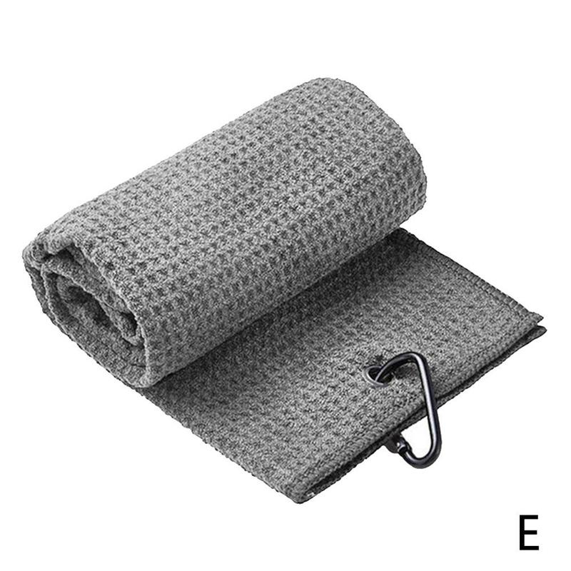 Golf Towel Waffle Pattern Cotton With Carabiner Cleaning Towels Cleans Hook Balls Microfiber Clubs Hands B0F2: gray