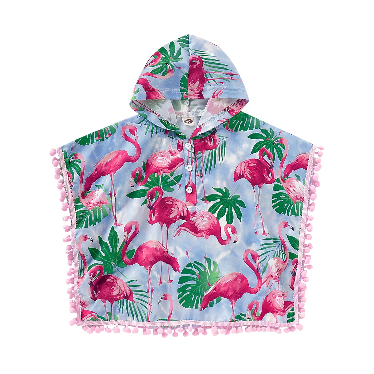 Baby Girls Summer Flamingo Hooded Coat Blouse Toddler Kids Cute Tassle Cartoon Tops Dress Causal Clothes: 18M