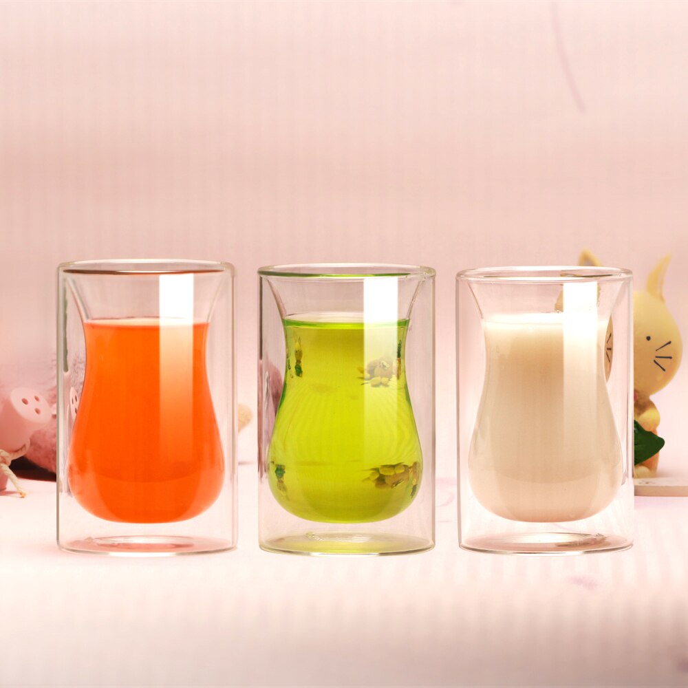 Set of 4 Double Walled Glass wine glasses Coffee Cups 150ml Whiskey Drinkware Latte Cappuccino Tea Beer Wine Mugs