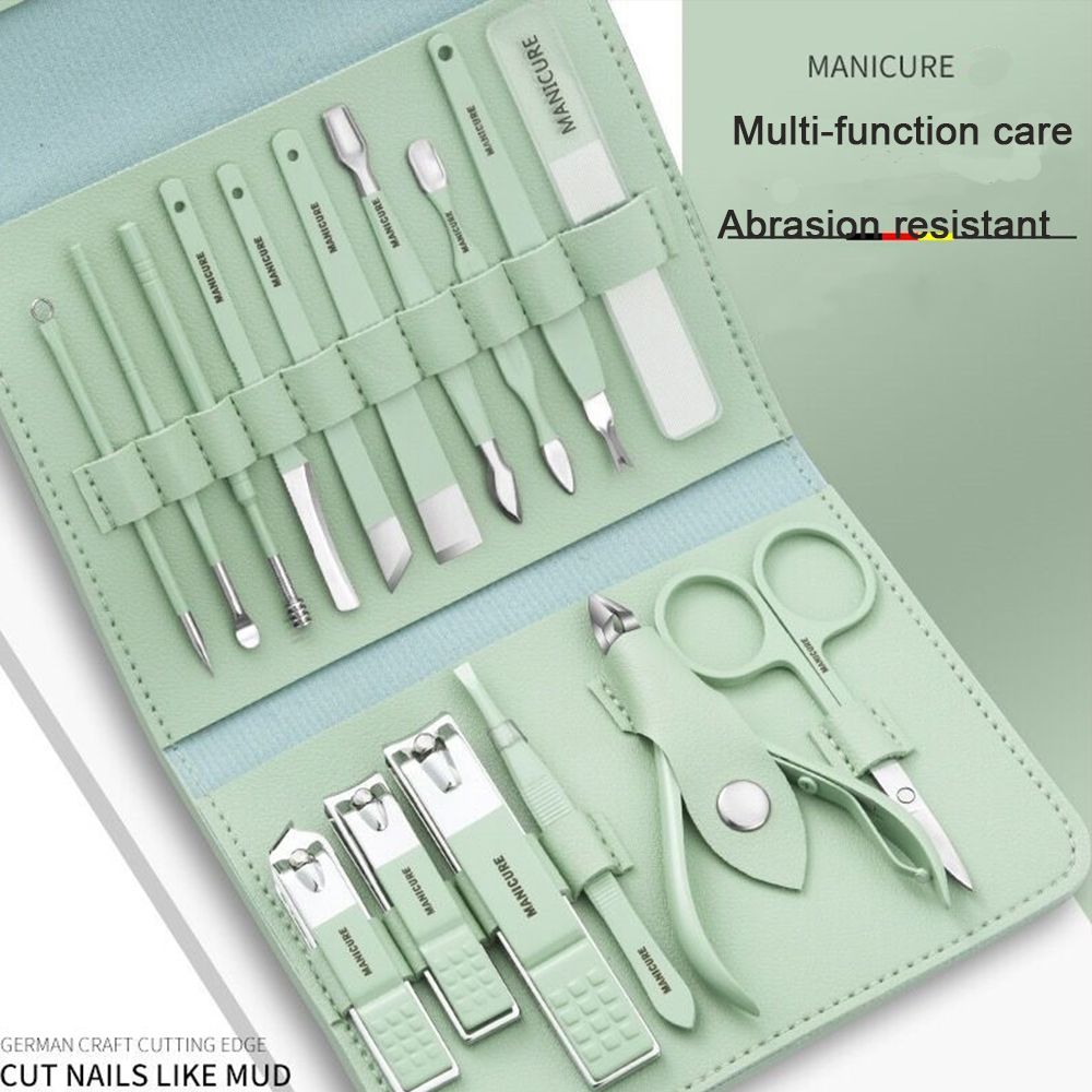 12-16pcs/set Nail Cutter Set Stainless Steel Nail Clippers Set With Folding Bag Manicure Cutter Kits Scissors Makeup Beauty Tool