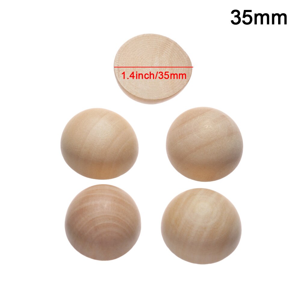 5/10 Pcs Eco-Friendly Natural Half Wooden Beads Wood Half-faced Split Round Balls for Home DIY Crafts Making Unfinished Supplies: 35mm-5PCs