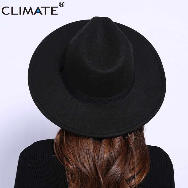 Climat femmes Jazz Fedora Cowboy chapeau dames Jazz chapeaux pour femme homme Fedoras casquette Polyester laine chapeau Cowboy Fedora