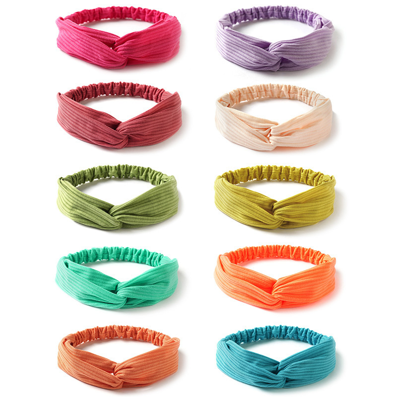 Gebreide Katoenen Knoop Cross Hoofdband Voor Vrouwen Hoofdband Meisjes Haar Accessoires Hoofddeksels Elastische Haarband Haaraccessoires