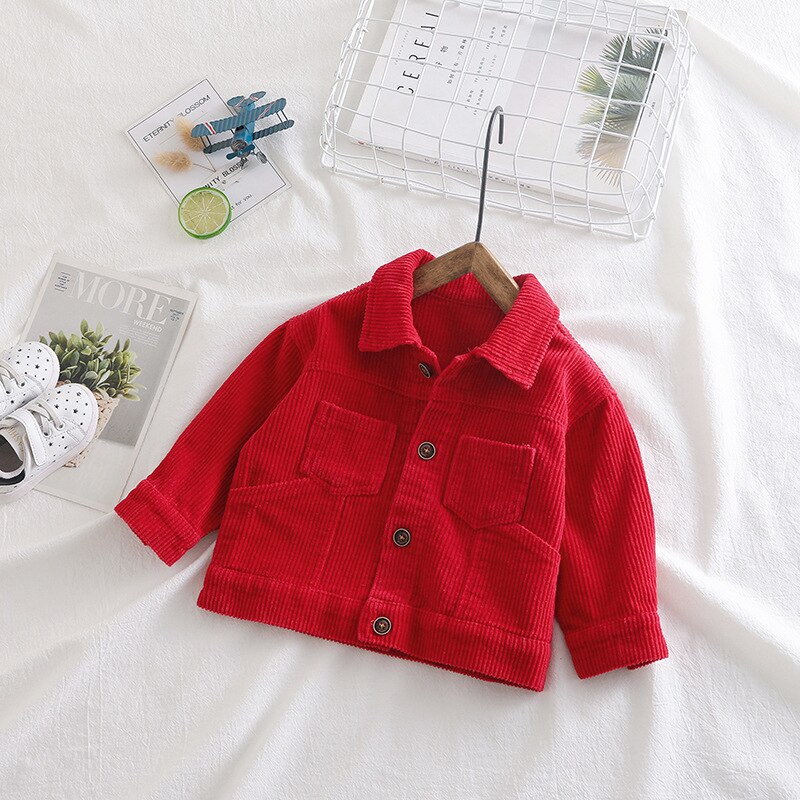 Lente En Herfst Kinderkleding Koreaanse Baby Corduroy Jas Kinderen Effen Kleur Toevallige Jas