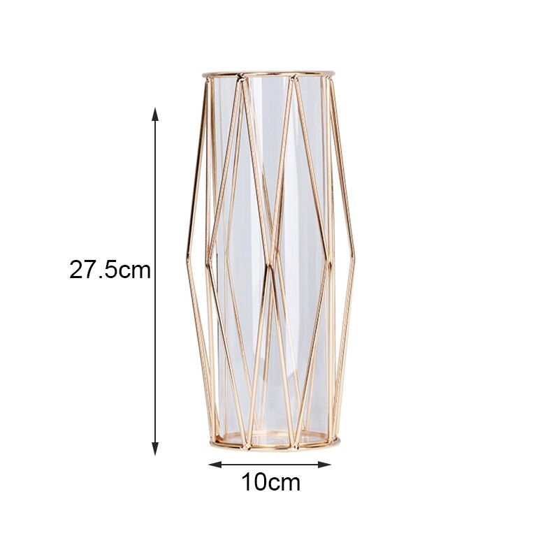 nordycki latarnia w kształcie żelaza Sztuka szklany wazon pozłacany wazon na kwiaty Tabletop kwiat w wazonie garnek Dom dekoracje ślubne: C-złoto