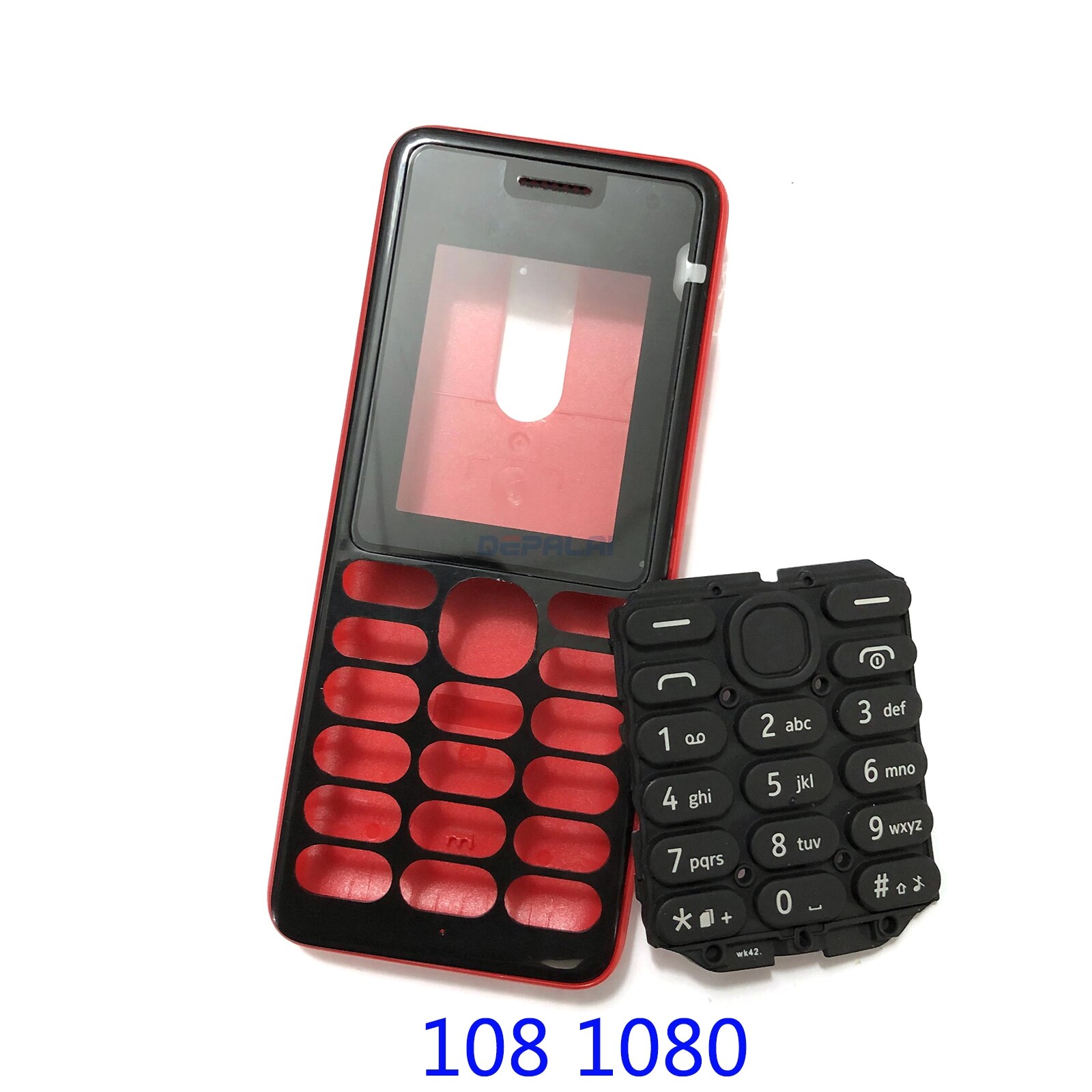 Pour Nokia 106 TA-1114 boîtier complet de téléphone portable face au boîtier batterie porte arrière clavier anglais: 108 1080 Red