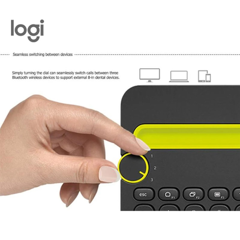 Logitech K480 Bluetooth Wireless Keyboard Multi-Device Keyboard with Phone Holder Slot for Windows Mac OS iOS Android