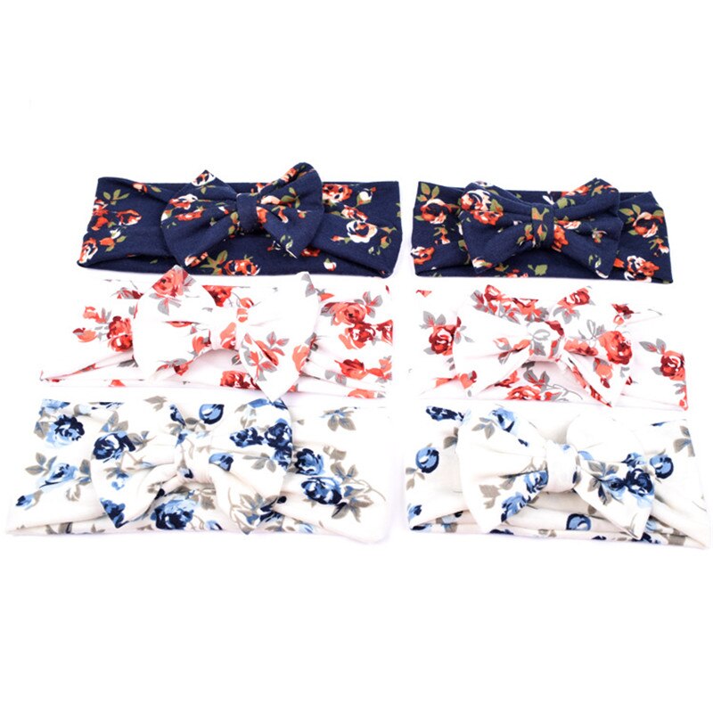Bunvel Mama und Mich Kleidung 2PCS Floral Turban Verknotet Neugeborenen Baby Mädchen Haar Zubehör für Mutter Tochter Stirnband