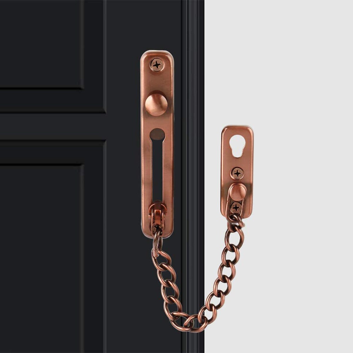 Chain Door Guard with Spring Anti-theft Press Lock, Stainless Steel Security Door Chain Lock