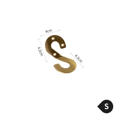 Gancho con letras para colgar en la pared, perchero dorado con alfabeto de latón, accesorios para el hogar