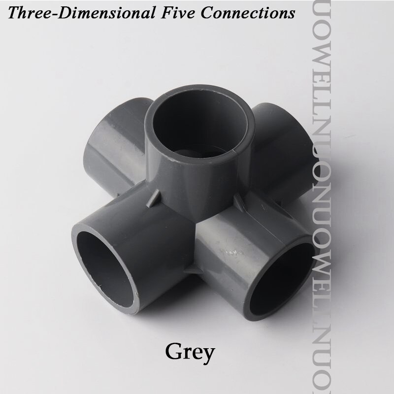 10Pcs 20 25 32 40 Mm Pvc Pijp Vijf-Weg Connector Drie-Dimensionale Aansluitingen Voor Diy Kledingkast tent Kas Skelet Gezamenlijke: 20mm / Grey