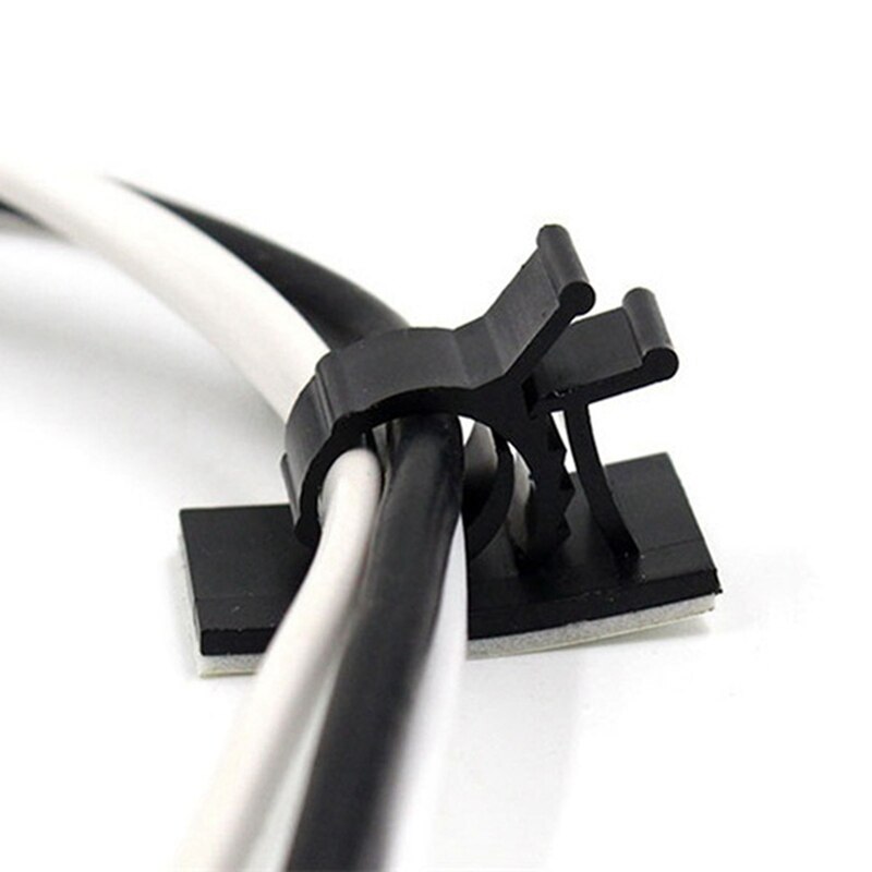 20Pcs Black Adjustable Plastic Cable Clamps & 1x Universal Car Steering Wheel Remote Control Learning for Car Cd Vcd Dvd