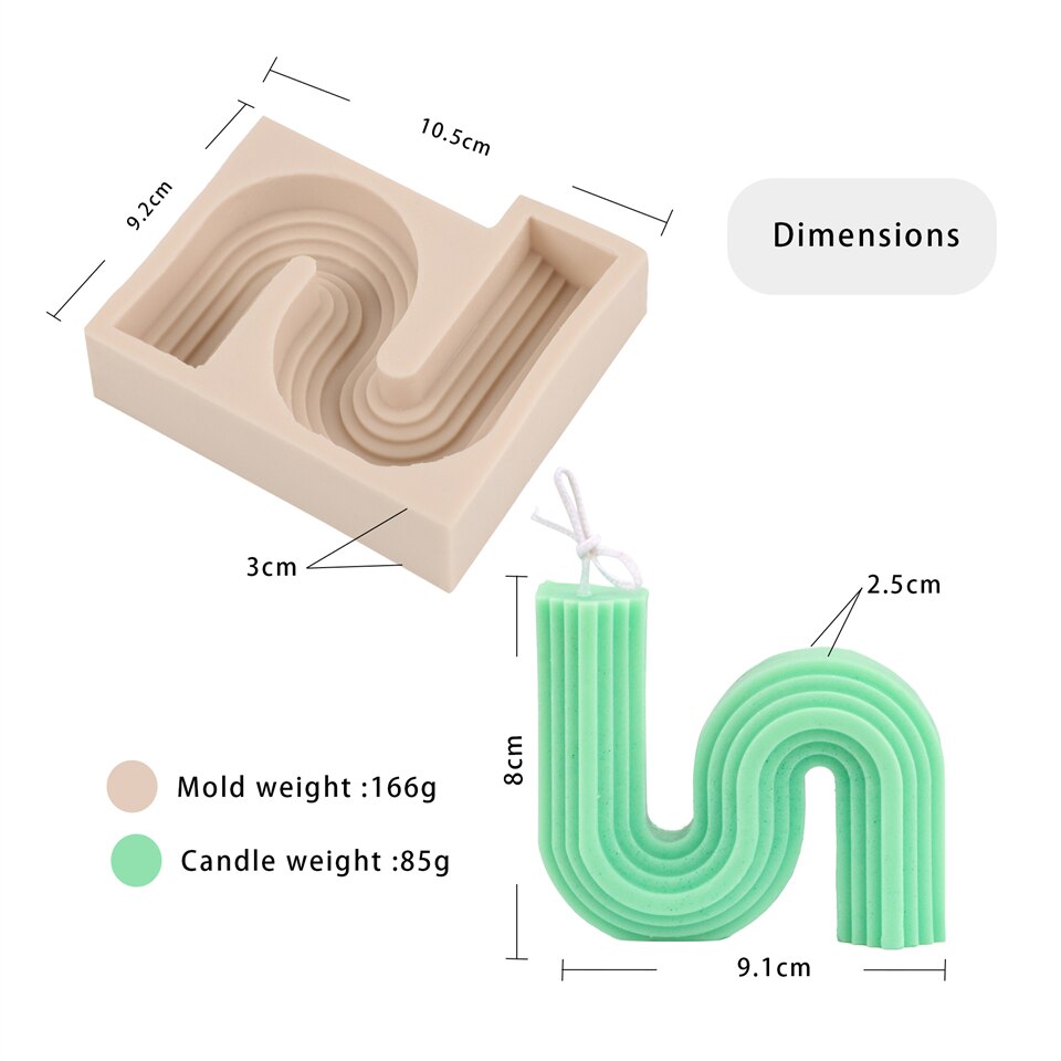 Canlde – moule en Silicone pour escalier, forme irrégulière s-m-h-irrégulière, moule en Cube, courbe, décoration 3D, bricolage: H Candle Mold