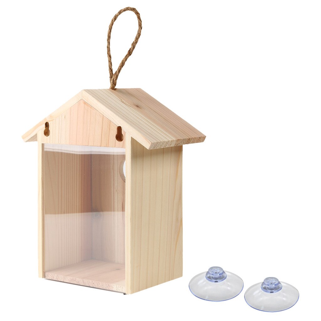 Hout Vogelnesten Outdoor Zuignap Zichtbaar Vogel Huis Tuin Venster Birdhouse Binnenplaats Vogelkooien Versiering: Default Title