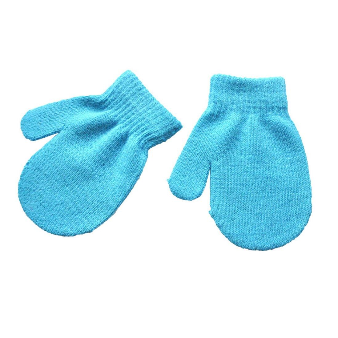 Baby Gloves Winter Kids Solid Toddler Infant Baby Cute Solid Print Girls Boys Of Winter Warm Gloves baby mittens варежки: Sky Blue