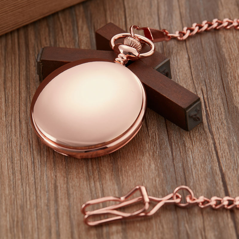 Vintage Rose Gold Smooth Quartz Zakhorloge Mannen Vrouwen Steampunk Hanger Fob Ketting Romeinse Zakhorloge Mannen Klok Mannelijke