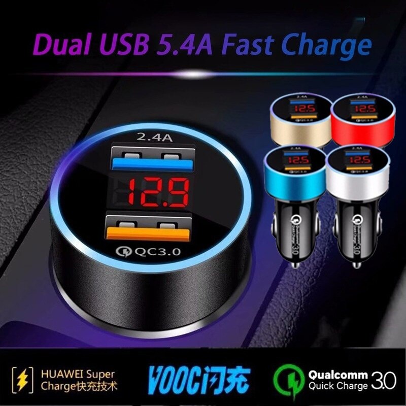 Fast Car Charger With LED Display 3.1A Charger for iPhone 8 X XR Xiaomi Samsung S10 Huawei Tablet Moblie Phone USB Car-Chargers