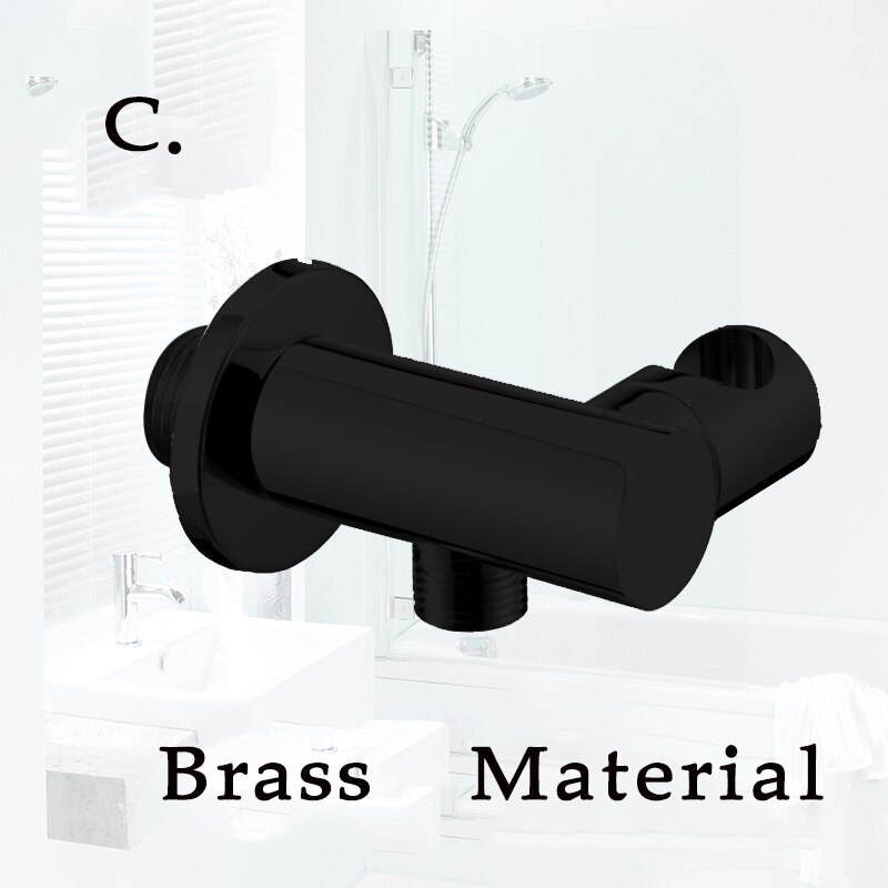 Matte Hand-held Shower Head Bracket Shower Bracket Wall-mounted Hand-held Sprayer Solid Brass Fittings Connector Elbow Device: C  Brass