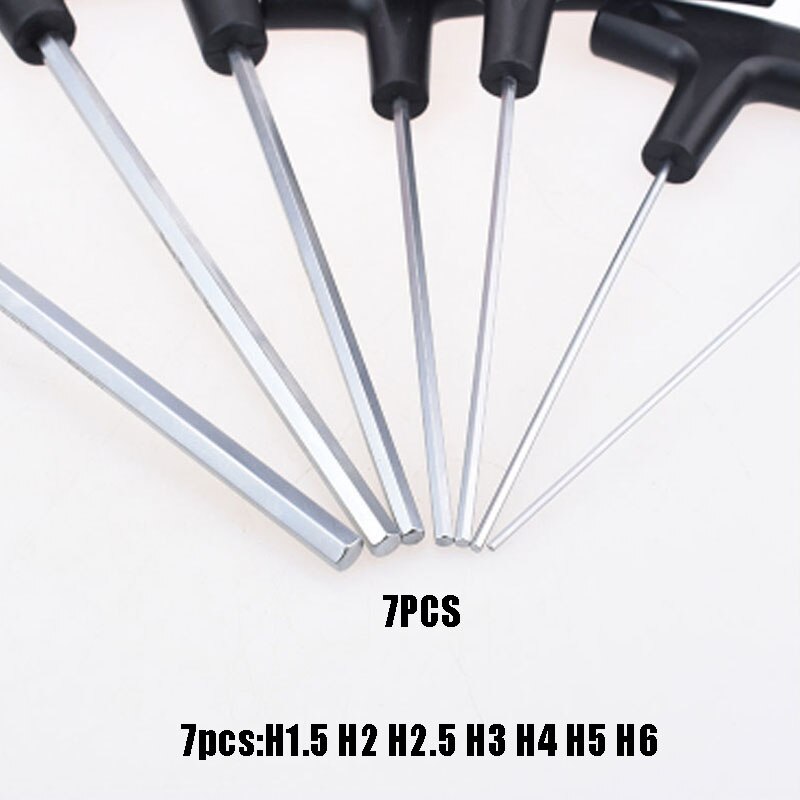 1PCS Allen Key Hex Wrench T Handle Flat Ball Spanner Double-End Hex Screwdriver Set For Auto Bike Motorycle ReapairT-wrench: 7PCS(H1.5-H6