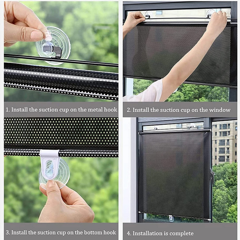 Universal- Rollos Saugnapf Sonnenschutz Verdunkelungsvorhang Auto Schlafzimmer Küche Büro Fenster Sonnenschutz Vorhänge Nagelfrei