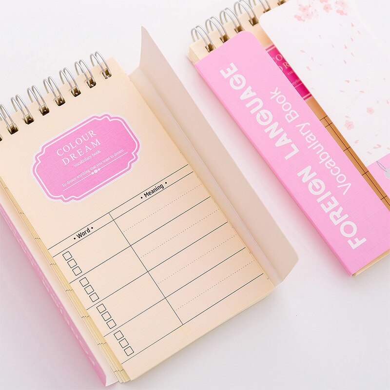 pink sakura foreign language vocabulary Coil book mini Notebook Diary Notepad Escolar Papelaria
